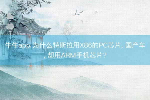 牛牛app 为什么特斯拉用X86的PC芯片， 国产车， 却用ARM手机芯片?