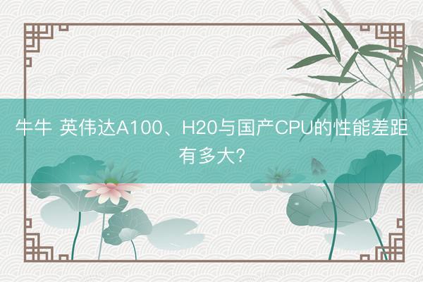 牛牛 英伟达A100、H20与国产CPU的性能差距有多大?