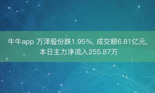 牛牛app 万泽股份跌1.95%， 成交额6.81亿元， 本日主力净流入255.87万