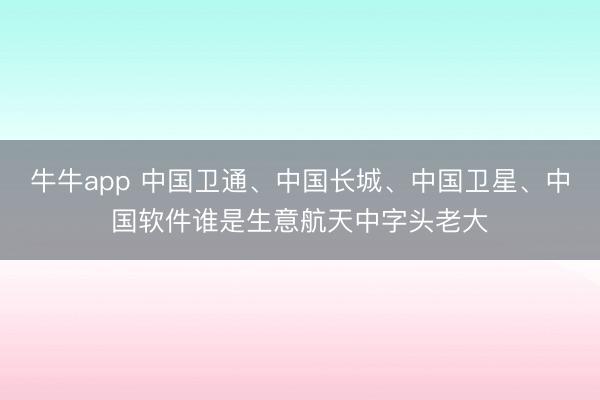 牛牛app 中国卫通、中国长城、中国卫星、中国软件谁是生意航天中字头老大