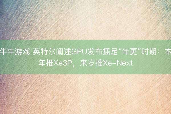 牛牛游戏 英特尔阐述GPU发布插足“年更”时期：本年推Xe3P，来岁推Xe-Next