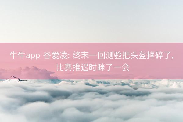 牛牛app 谷爱凌: 终末一回测验把头盔摔碎了, 比赛推迟时眯了一会