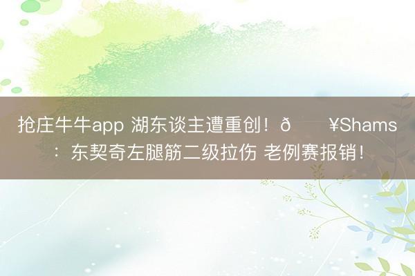 抢庄牛牛app 湖东谈主遭重创！💥Shams：东契奇左腿筋二级拉伤 老例赛报销！