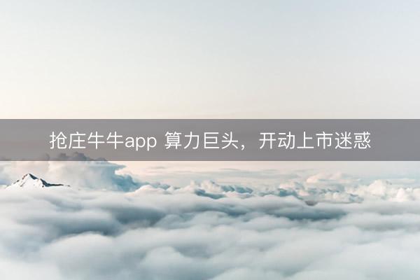 抢庄牛牛app 算力巨头，开动上市迷惑