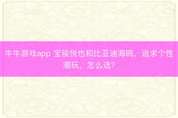 牛牛游戏app 宝骏悦也和比亚迪海鸥，追求个性潮玩，怎么选？