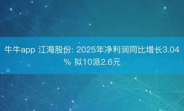 牛牛app 江海股份: 2025年净利润同比增长3.04% 拟10派2.6元