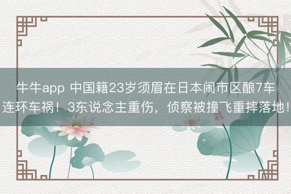 牛牛app 中国籍23岁须眉在日本闹市区酿7车连环车祸！3东说念主重伤，侦察被撞飞重摔落地！