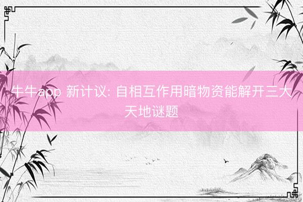 牛牛app 新计议: 自相互作用暗物资能解开三大天地谜题