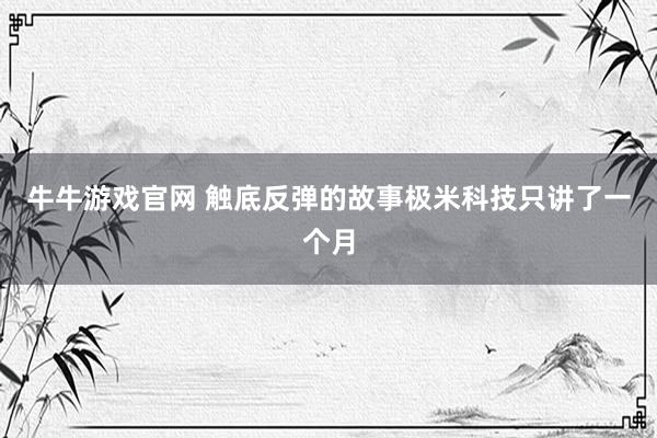 牛牛游戏官网 触底反弹的故事极米科技只讲了一个月